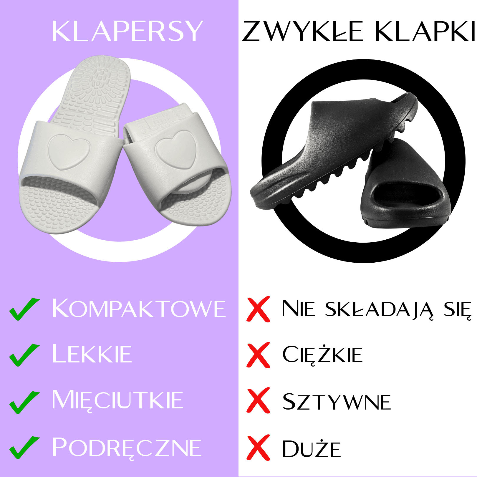 Klapersy - kompaktowe podręczne klapki, idealne w podróży, na siłownię, na basen